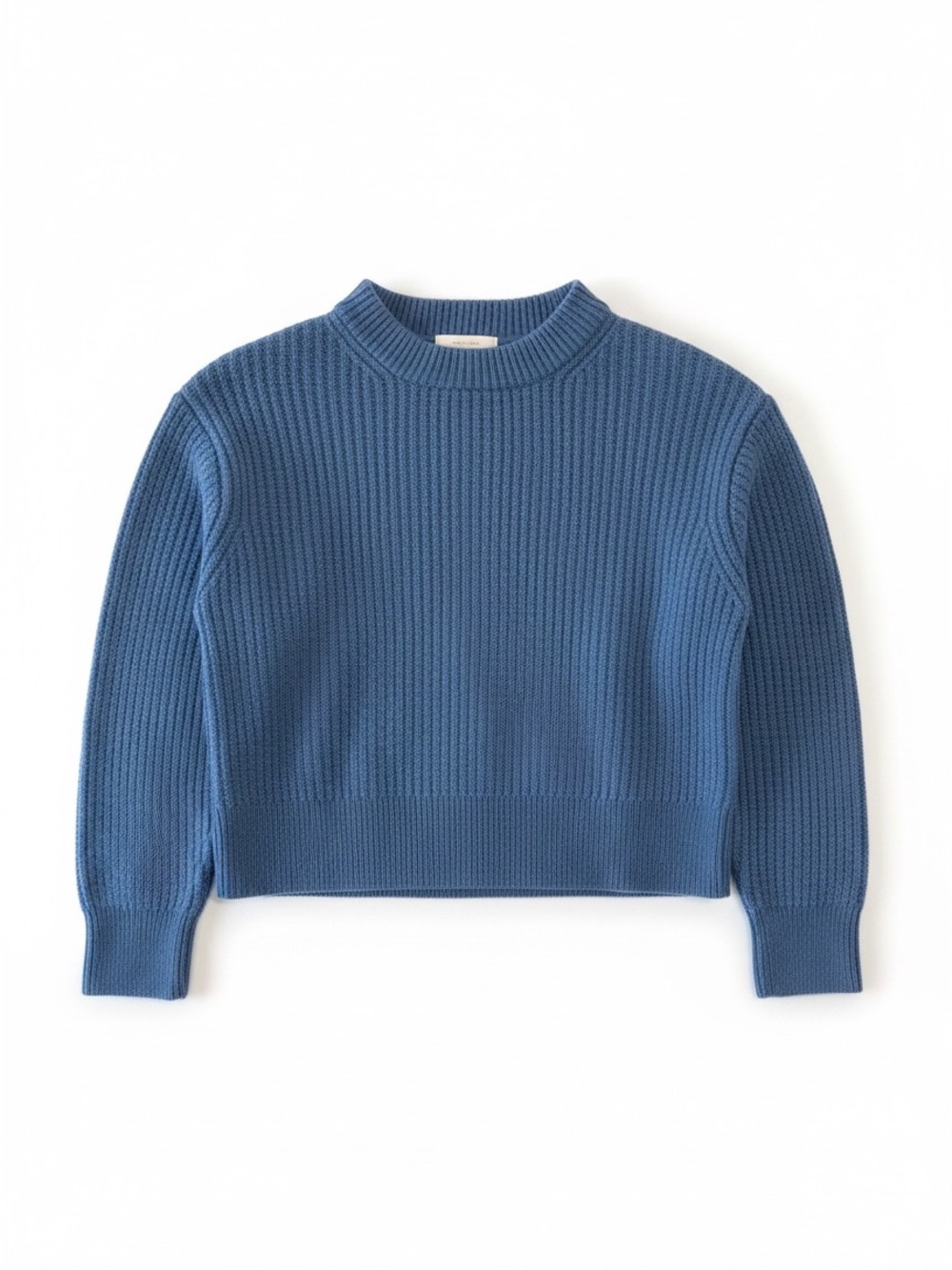 Aritzia Wilfred Heavy Dusty Blue Ribbed Crewneck Sweater 100% Wool
